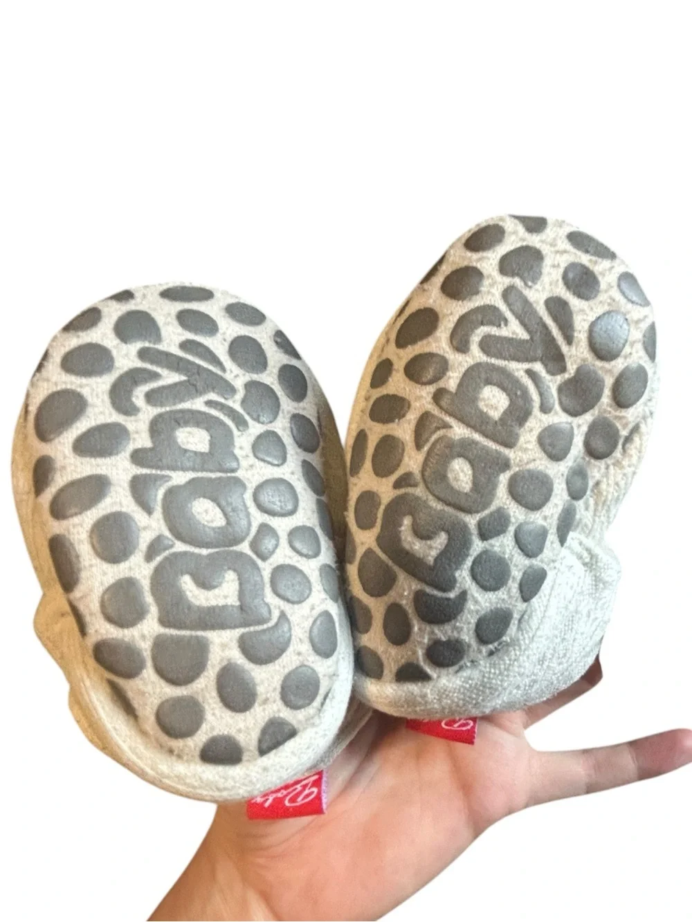 Cream Knit Baby Booties Slippers 6-12 Months Non-Slip